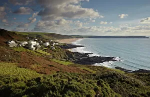 Woolacombe Collection: A view along Woolacombe Beach from Mortehoe, near Barnstaple, Devon