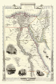Egypt Collection: Old Map of Egypt and Arabia Petraea 1851 by John Tallis