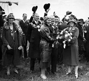 Civic Gallery: English aviator Amy Johnson arrives at Hedon Airport, near her home town of Hull in her