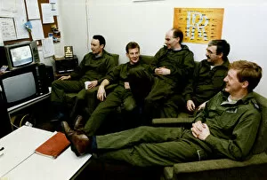 Seated Gallery: Ground crew relax in their crew room at RAF Leuchars, January 1992